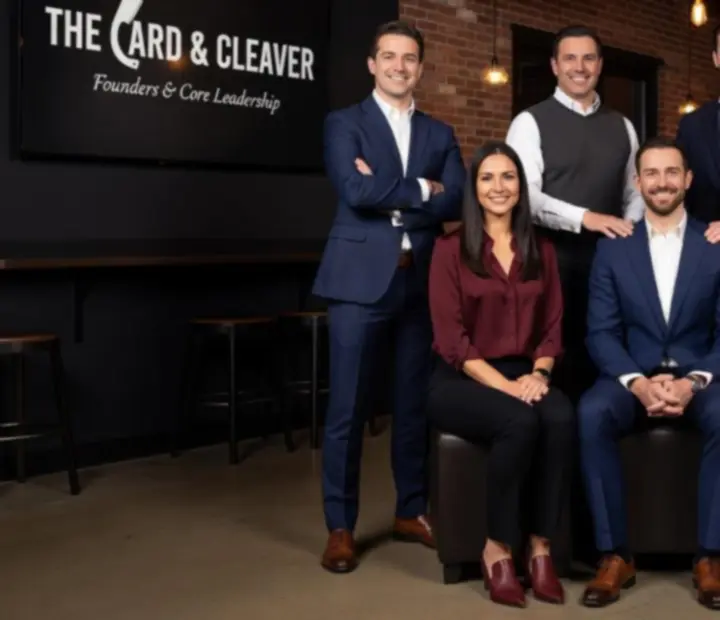 Founders of The Card & Cleaver standing together inside the venue